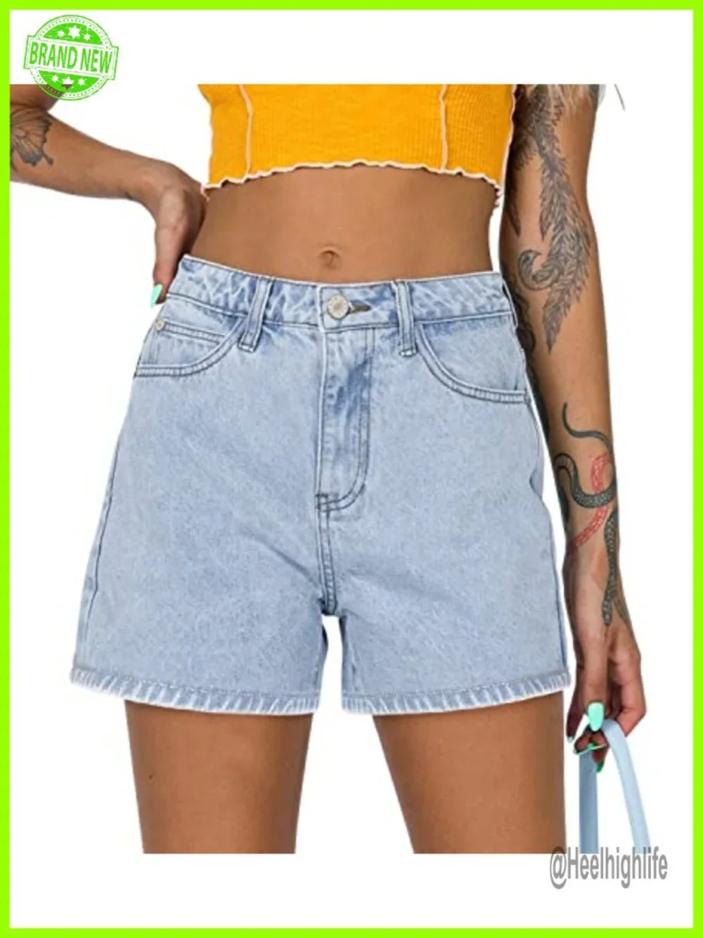 Stretchy Denim Cut Off Jean Shorts High Rise Ripped Frayed Summer Hot Shorts